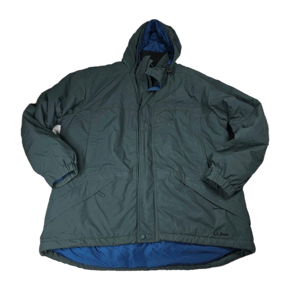 LL Bean Penobscot Parka Men's Extra Large Green‎ Hooded Winter Jacket Primaloft